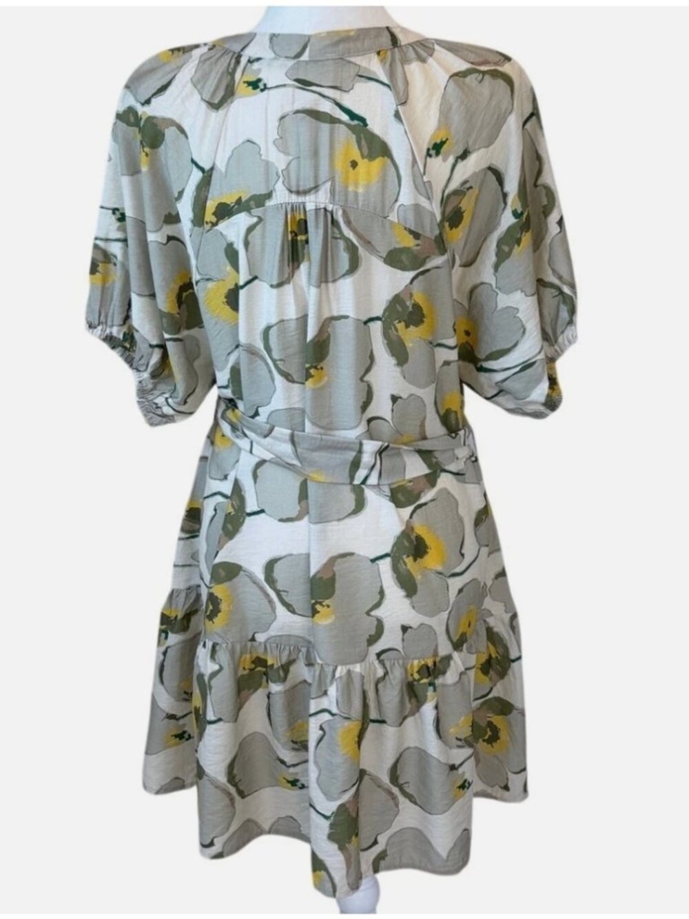 Umgee NWT Floral Tie Waist Fall Mini Dress Boho Neutral Sz S - Picture 6 of 9
